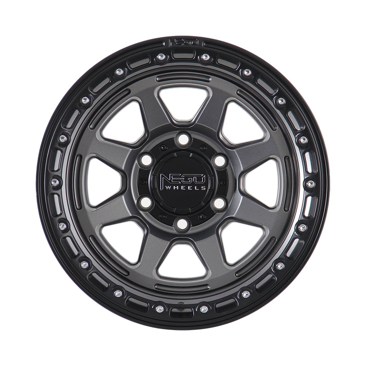 NEGU08 17x8.5 ET0 (6x139.7) CB110 - Gunmetal gray+black lip