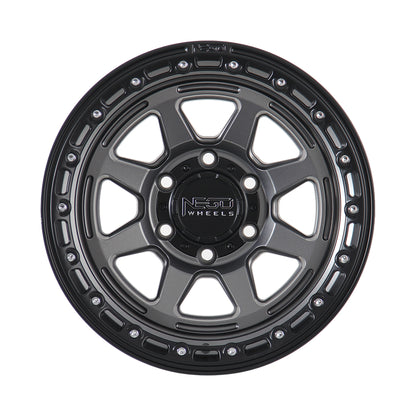 NEGU08 18x8.5 ET12 (6x139.7) CB110 - Gunmetal gray+black lip