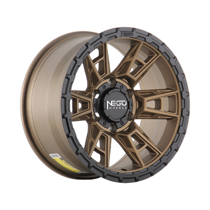 NEGU10 17x8.5 ET0 (6x139.7) CB110- Matte Bronze+Matte Black Lip