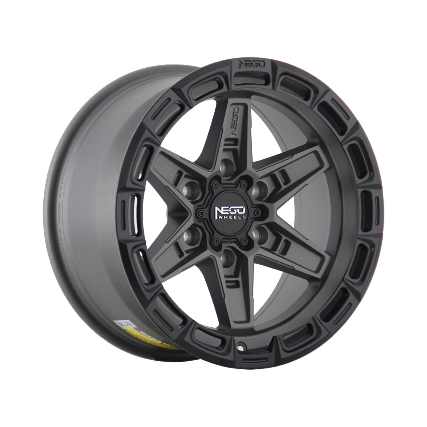 NEGU11 17x8.5 ET0 (6x139.7) CB106.2- Matte Gunmetal with Matte Black Lip