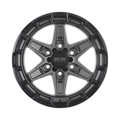 NEGU11 17x8.5 ET0 (6x139.7) CB106.2- Matte Gunmetal with Matte Black Lip