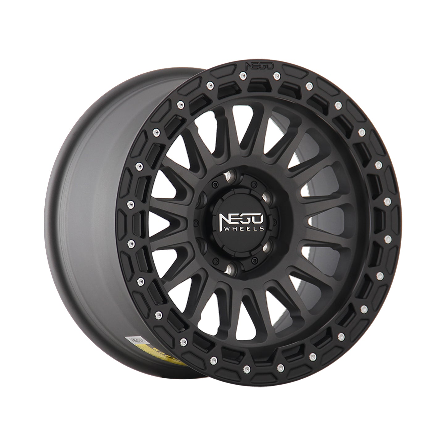NEGU12 17x8.5 ET25 (6x139.7) CB106.2- Matte Gunmetal+Matte Black Lip