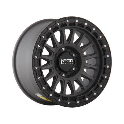NEGU12 17x8.5 ET25 (6x139.7) CB106.2- Matte Gunmetal+Matte Black Lip