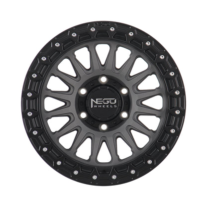 NEGU12 17x8.5 ET25 (6x139.7) CB106.2- Matte Gunmetal+Matte Black Lip